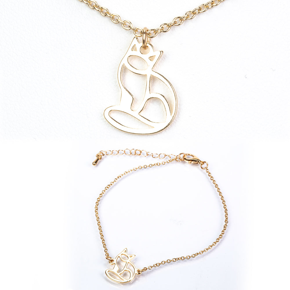 Conjunto de Aleación Bañado en Oro ( Collar +Pulsera +Colgante ) 4 