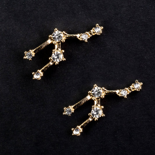 Tauro Pendientes de Aleación Bañado en Oro con Cristal Emporia® Blanco