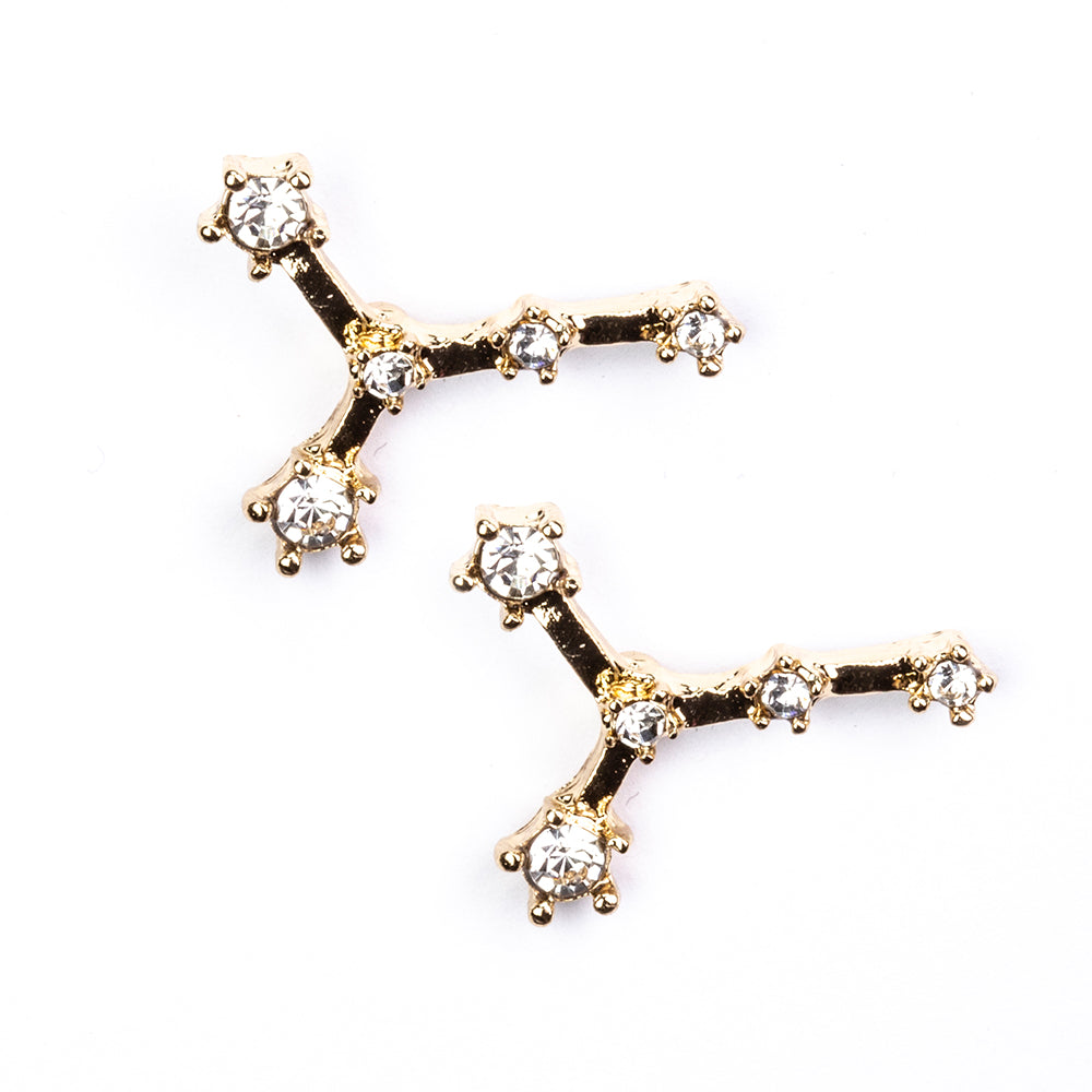 Cancer Pendientes de Aleación Bañado en Oro con Cristal Emporia® Blanco