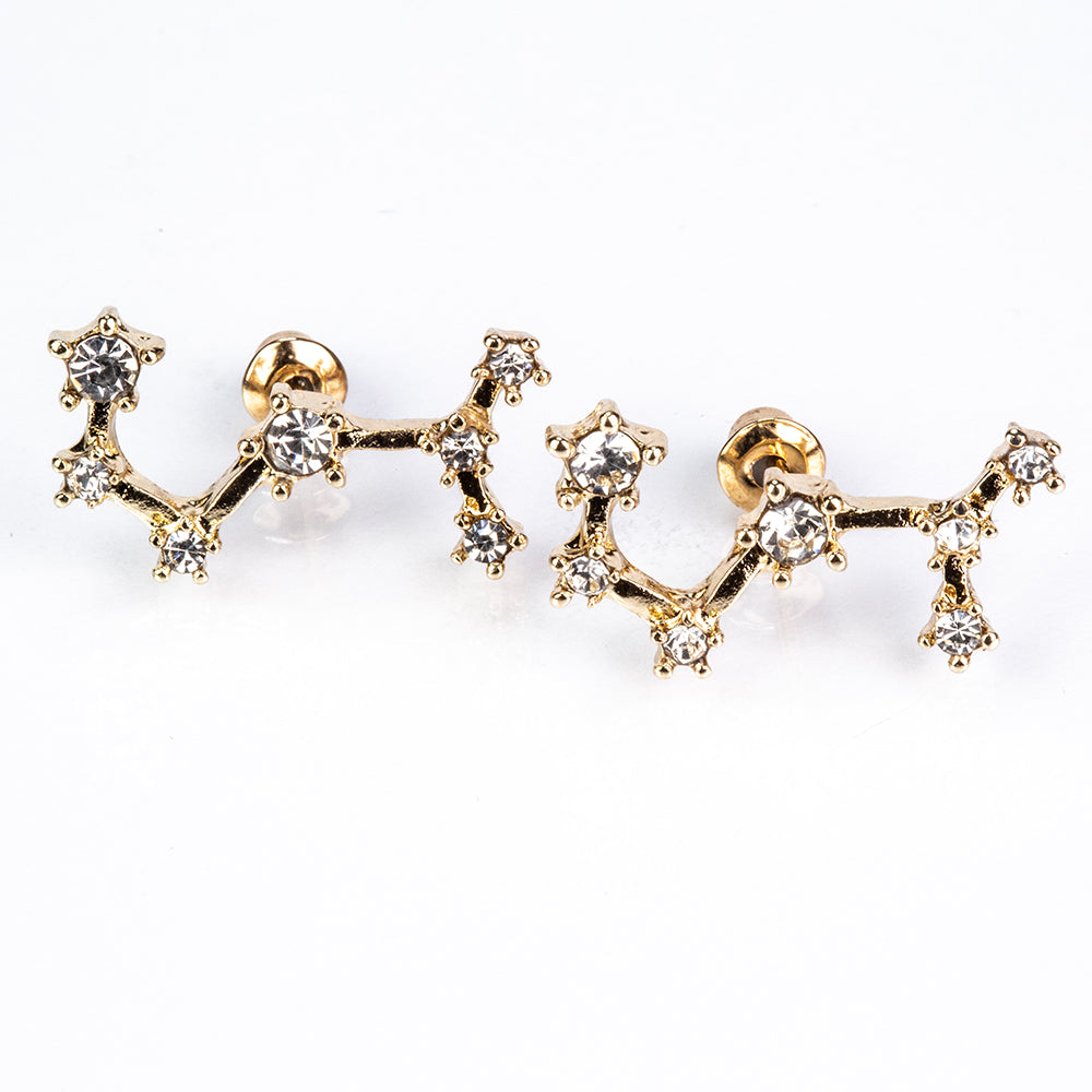 Escorpio Pendientes de Aleación Bañado en Oro con Cristal Emporia® Blanco 4 