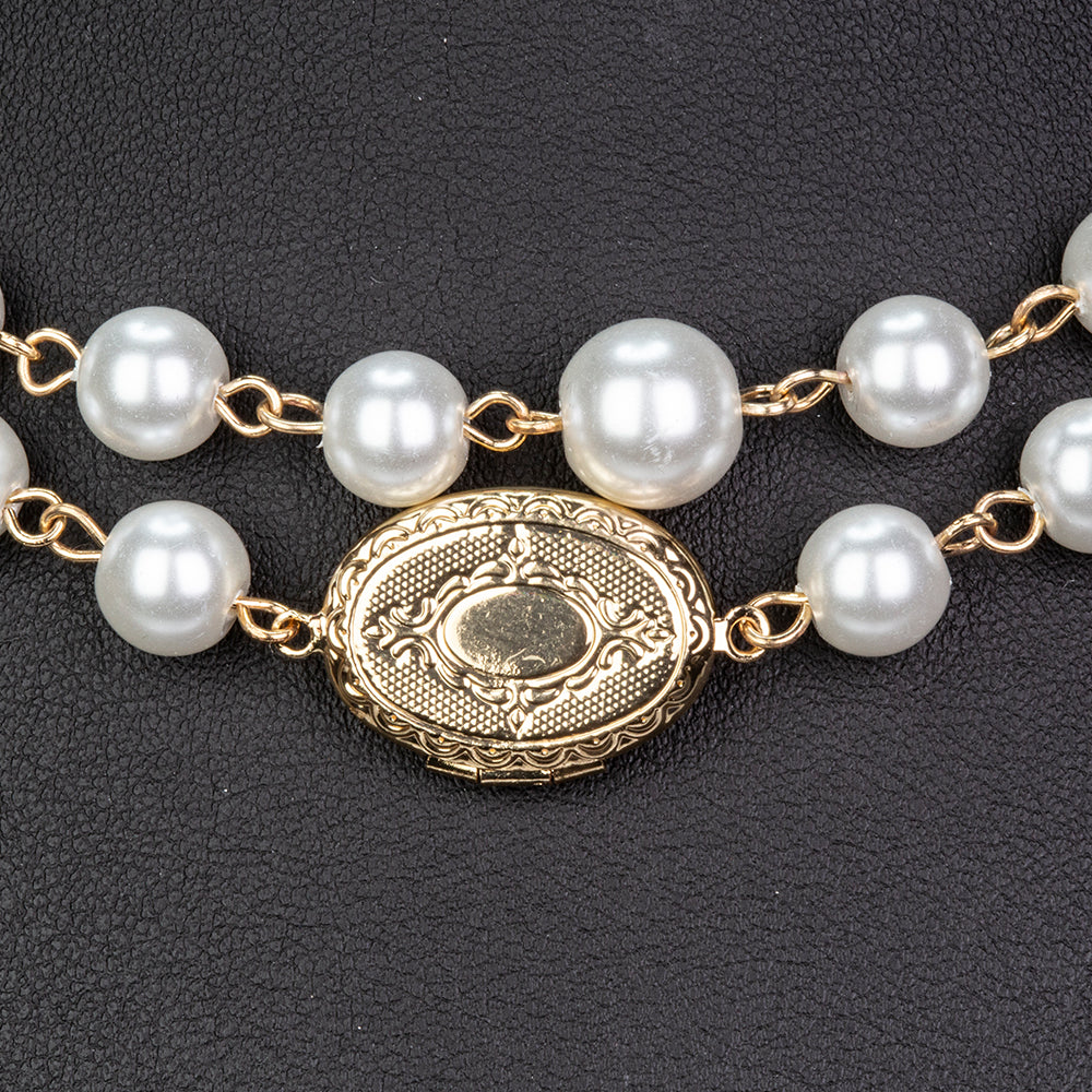Collar de Aleación Bañado en Oro con Perla de cristal 4 