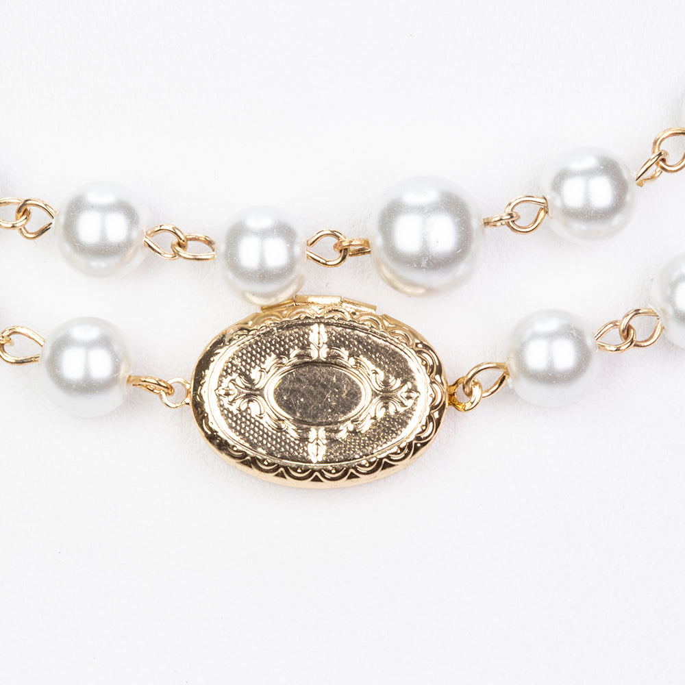 Collar de Aleación Bañado en Oro con Perla de cristal 5 