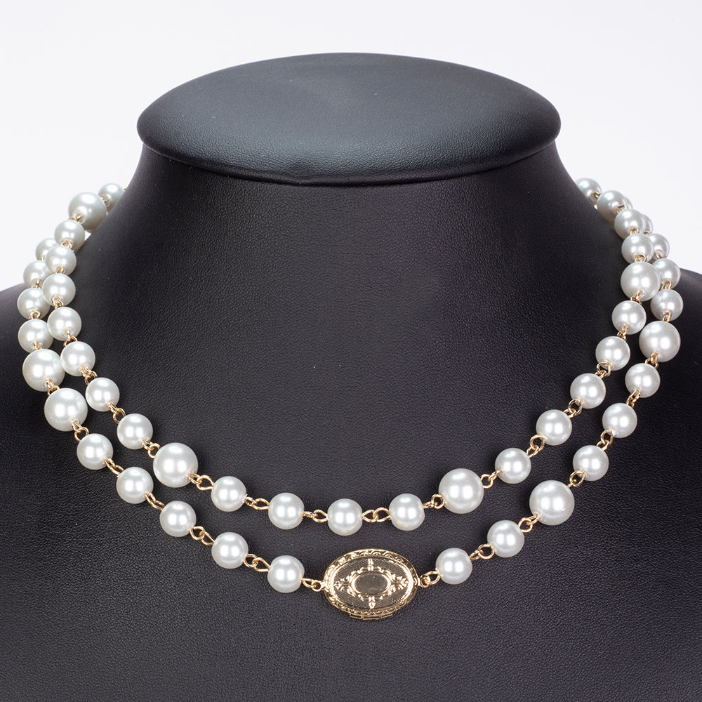 Collar de Aleación Bañado en Oro con Perla de cristal