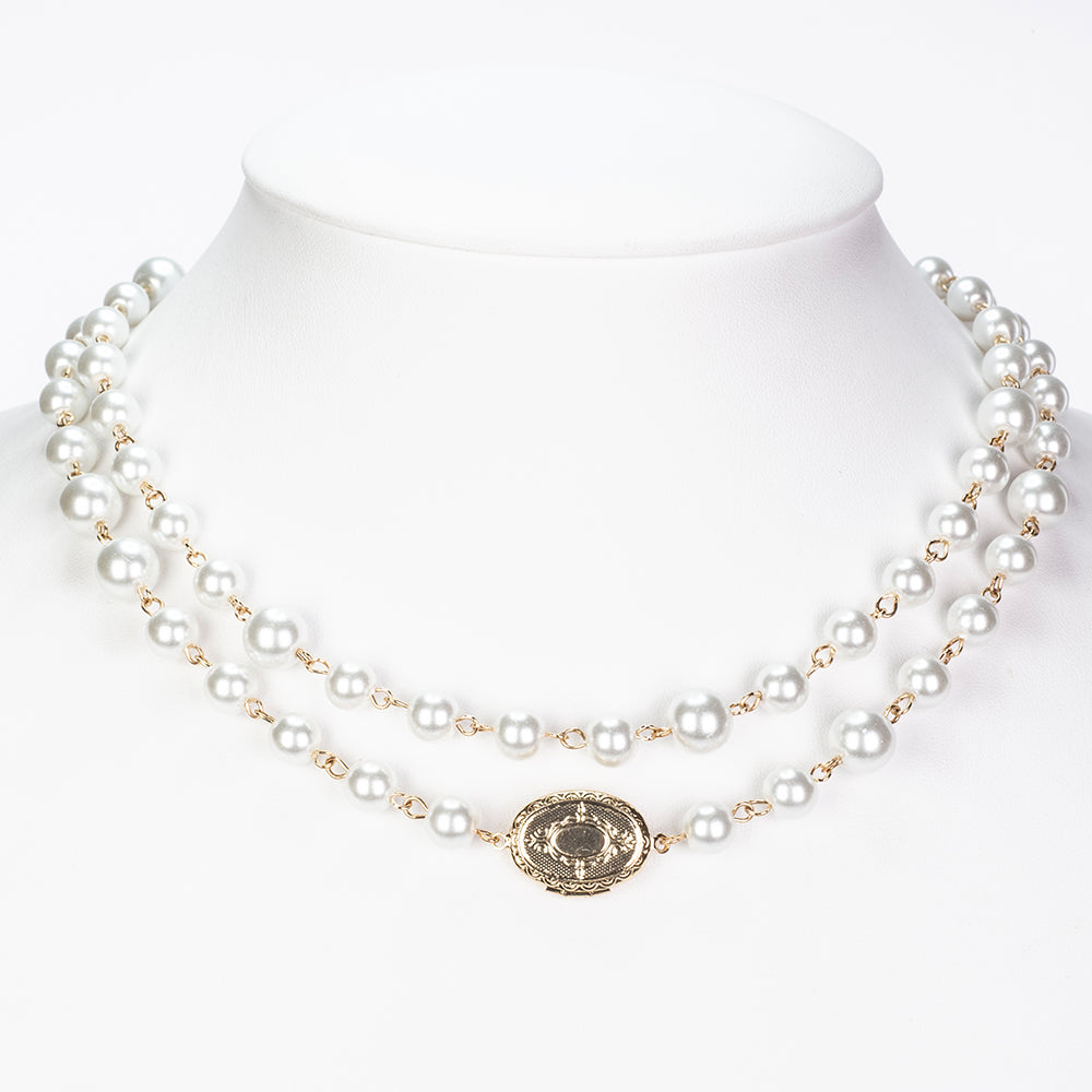 Collar de Aleación Bañado en Oro con Perla de cristal 8 