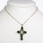 Cruz Collar de Aleación Bañado en Oro con Cristal Emporia® Verde y Cristal Emporia® Blanco