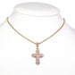 Cruz Conjunto de Aleación Bañado en Oro con Cristal Emporia® Rosa y Cristal Emporia® Blanco ( Collar +Pulsera +Anillo +Colgante )