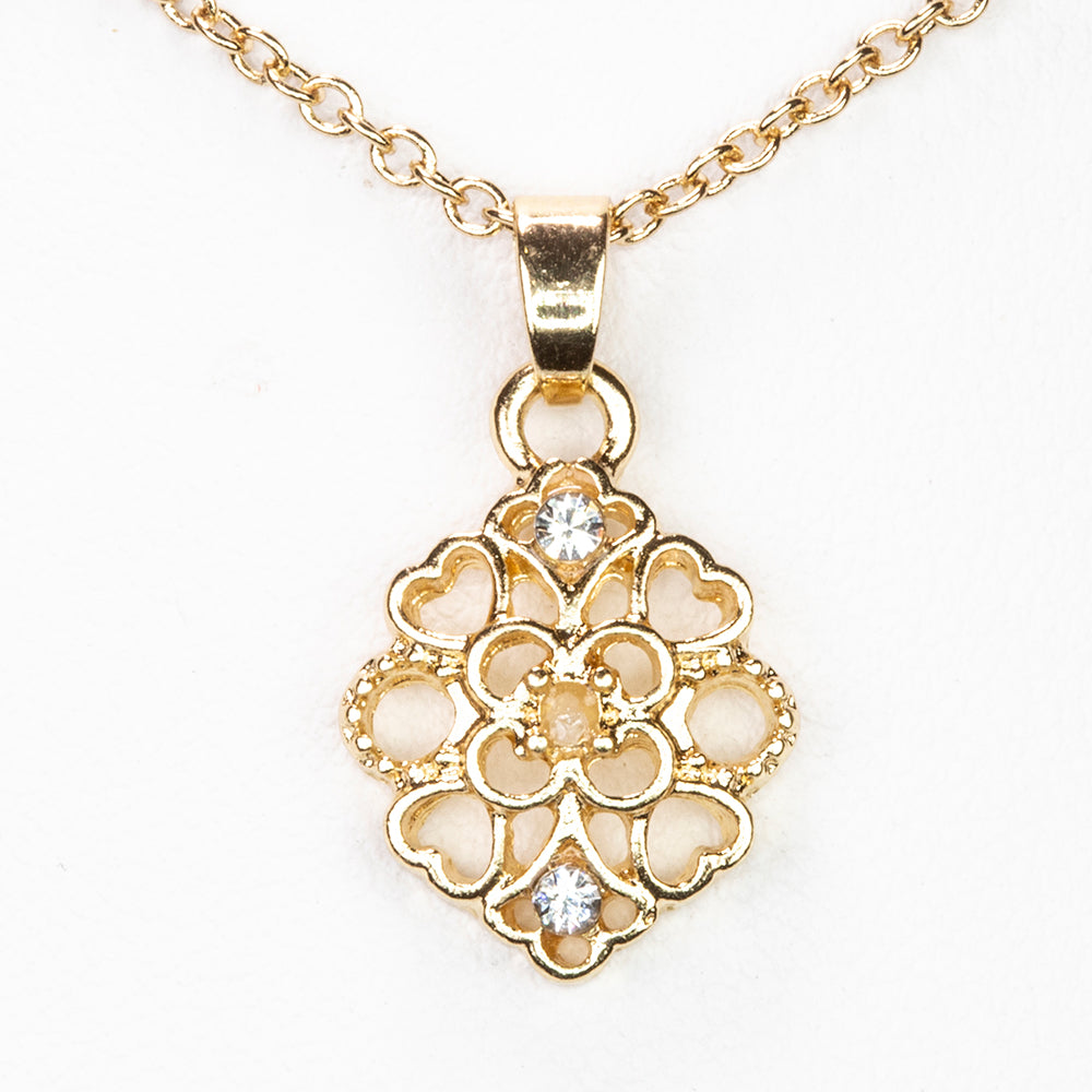Collar de Aleación Bañado en Oro con Diamante blanco y Cristal Emporia® Blanco ( Collar +Colgante ) 1 