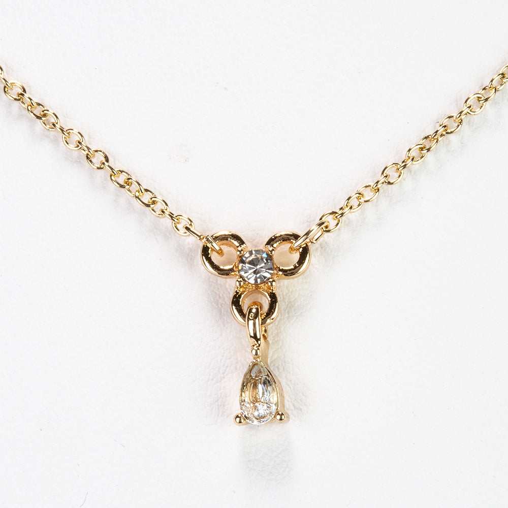Collar de Aleación Bañado en Oro con Topacio Azul Cielo y Cristal Emporia® Blanco ( Collar +Colgante )