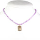 Cruz Collar Cuenta con Cuarzo Lavanda y Cristal Emporia® Blanco ( Collar +Colgante )