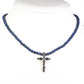 Cruz Collar de Aleación Bañado en Oro con Lapislázuli y Cristal Emporia® Azul ( Collar +Colgante )