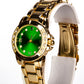 Reloj de Aleación Bañado en Oro con Esmeralda y Cristal Emporia® Blanco ( Collar +Pendientes +Colgante )