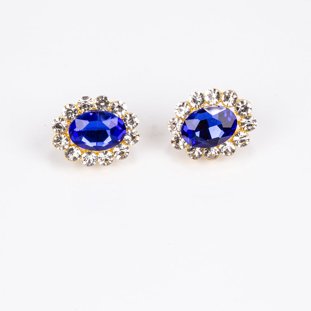 Conjunto de Aleación Bañado en Oro con Cristal Emporia® Azul y Cristal Emporia® Blanco ( Collar +Pendientes )