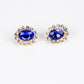 Conjunto de Aleación Bañado en Oro con Cristal Emporia® Azul y Cristal Emporia® Blanco ( Collar +Pendientes )