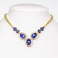 Conjunto de Aleación Bañado en Oro con Cristal Emporia® Azul y Cristal Emporia® Blanco ( Collar +Pendientes )