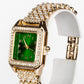 Reloj de Aleación Bañado en Oro con Cristal Emporia® Verde y Cristal Emporia® Blanco ( Collar +Pendientes +Colgante )