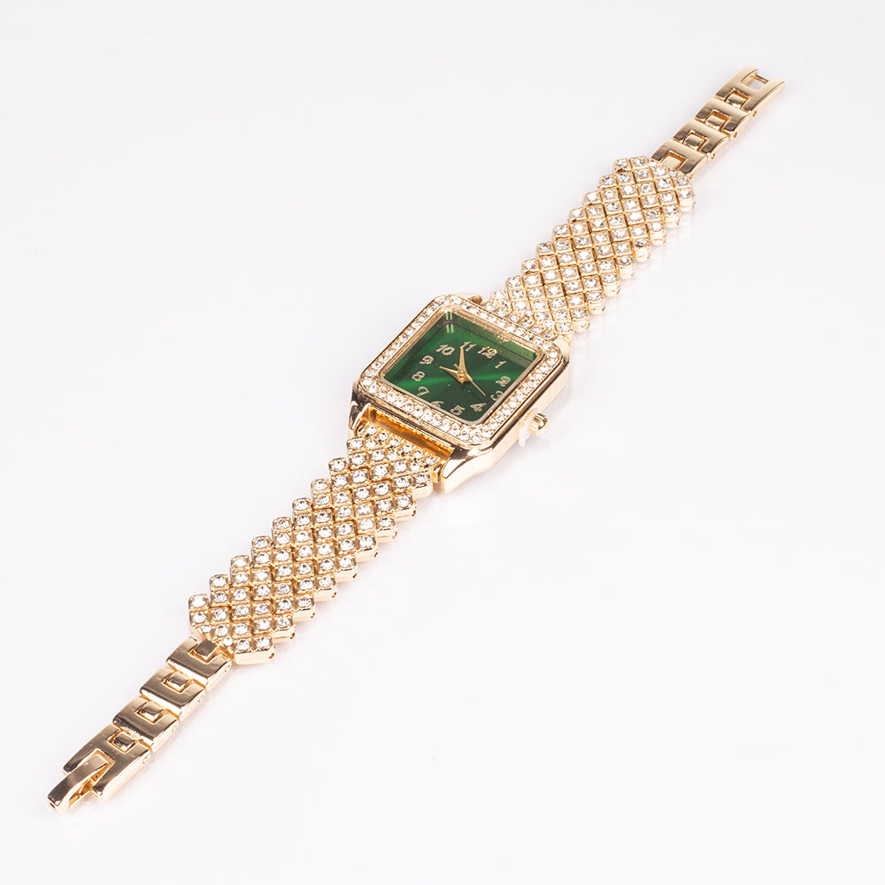 Reloj de Aleación Bañado en Oro con Cristal Emporia® Verde y Cristal Emporia® Blanco ( Collar +Pendientes +Colgante ) 8 