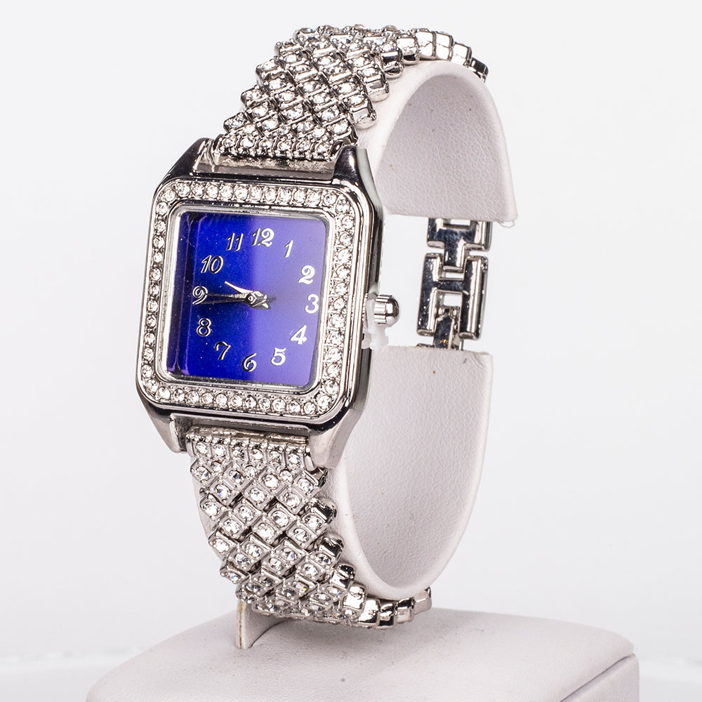 Reloj de Aleación Bañado en Oro con Cristal Emporia® Azul y Cristal Emporia® Blanco ( Collar +Pendientes +Colgante )