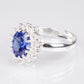 Conjunto de Aleación Bañado en Oro con Cristal Emporia® Azul y Cristal Emporia® Blanco ( Collar +Anillo )