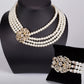 Conjunto de Aleación Bañado en Oro con Perla de cristal y Cristal Emporia® Blanco ( Collar +Pulsera )