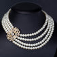 Conjunto de Aleación Bañado en Oro con Perla de cristal y Cristal Emporia® Blanco ( Collar +Pulsera )