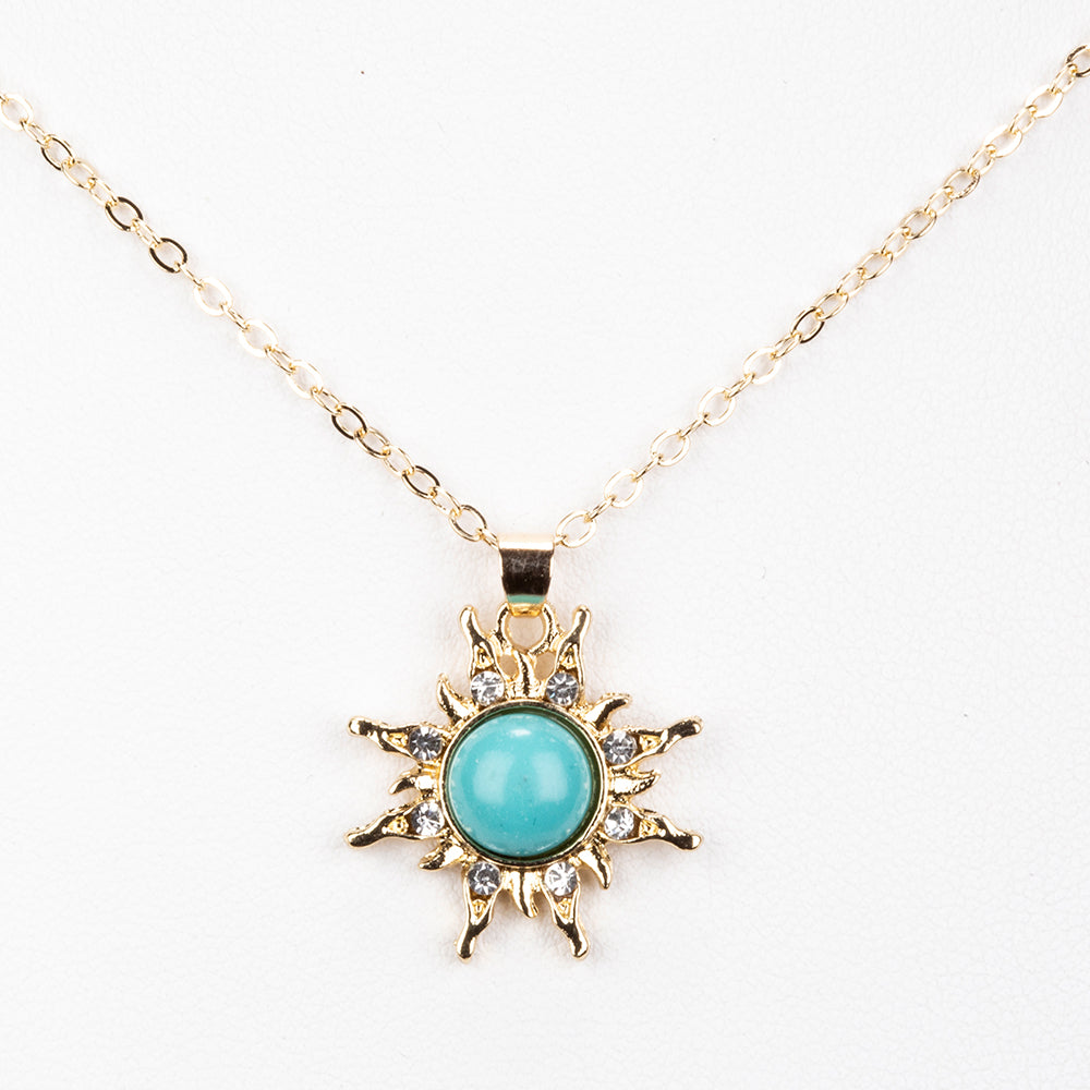 Collar de Aleación Bañado en Oro con Turquesa 1 