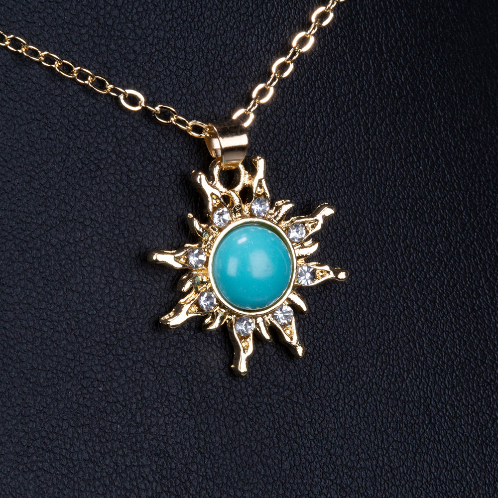 Collar de Aleación Bañado en Oro con Turquesa 3 