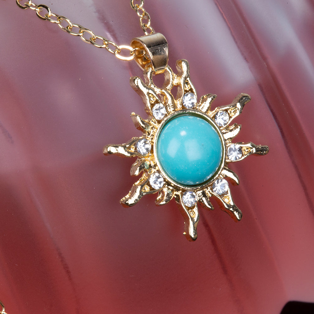 Collar de Aleación Bañado en Oro con Turquesa 4 
