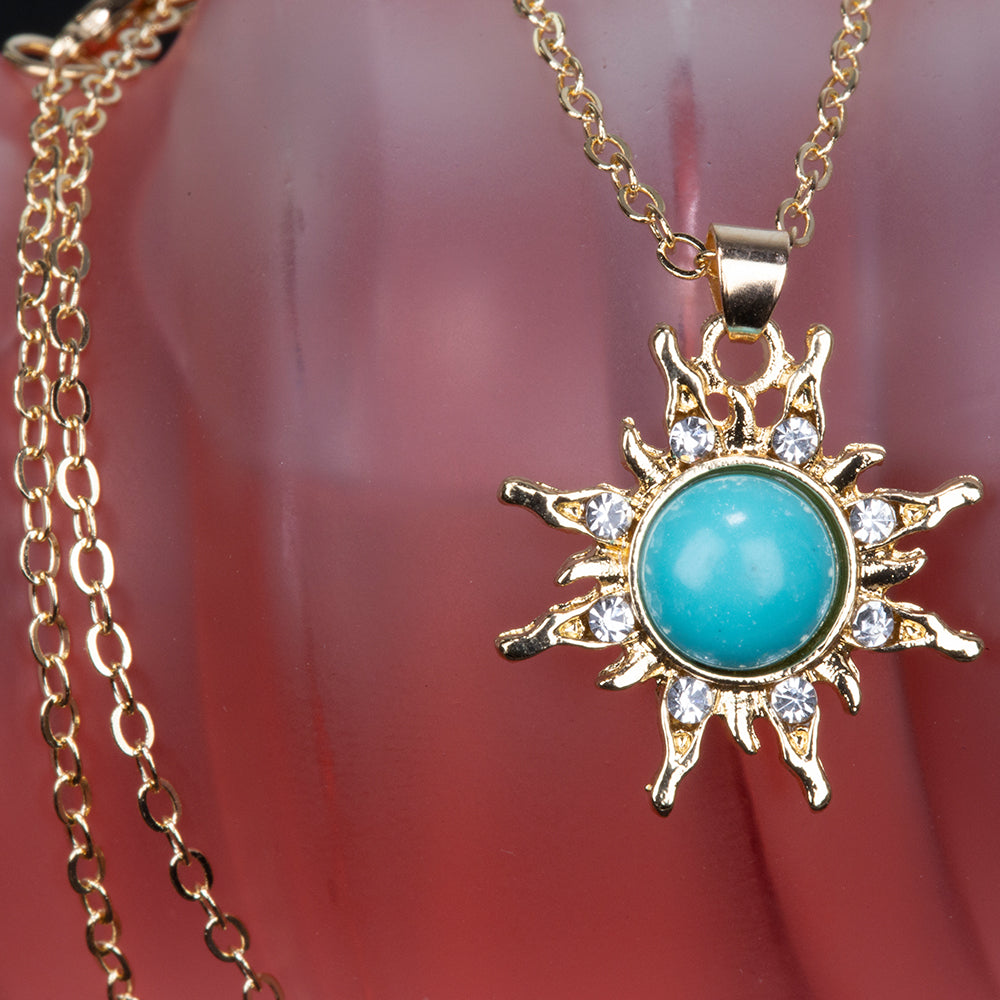 Collar de Aleación Bañado en Oro con Turquesa 5 