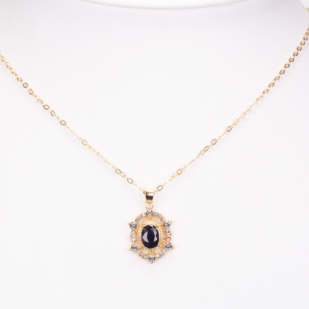 Collar de Aleación Bañado en Oro con Zafiro y Cristal Emporia® Blanco ( Collar +Colgante ) 1 