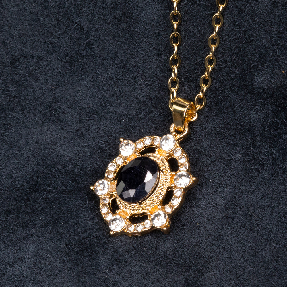Collar de Aleación Bañado en Oro con Zafiro y Cristal Emporia® Blanco ( Collar +Colgante ) 3 