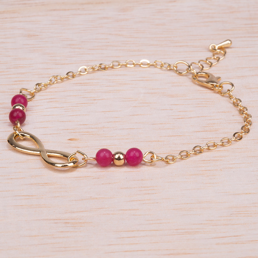 Pulsera de Aleación Bañado en Oro con Rubí 2 