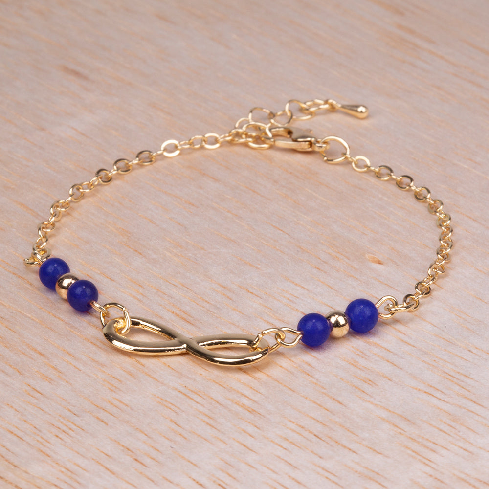 Pulsera de Aleación Bañado en Oro con Zafiro