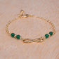 Pulsera de Aleación Bañado en Oro con Esmeralda