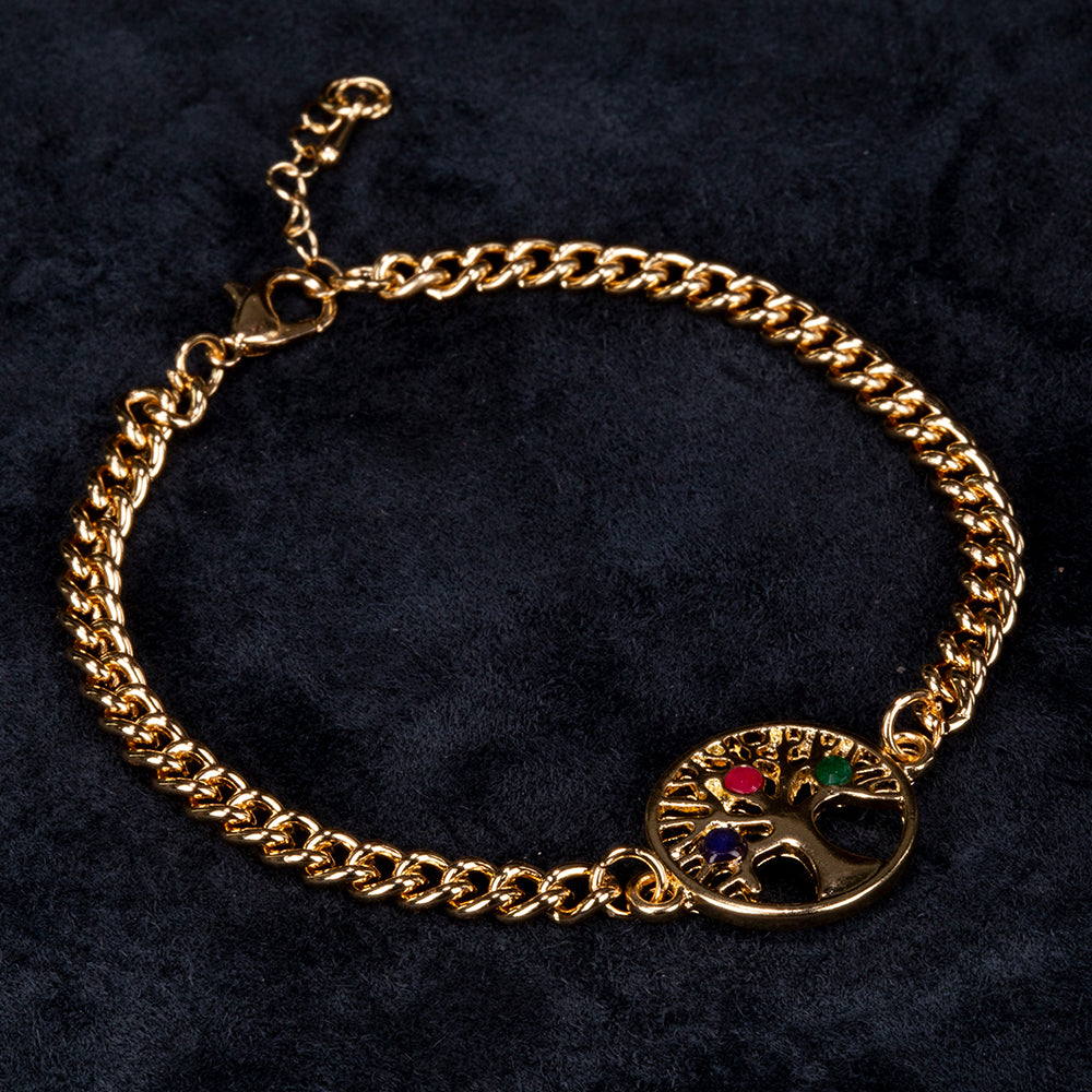 Pulsera de Aleación Bañado en Oro con Rubí y Zafiro 2 