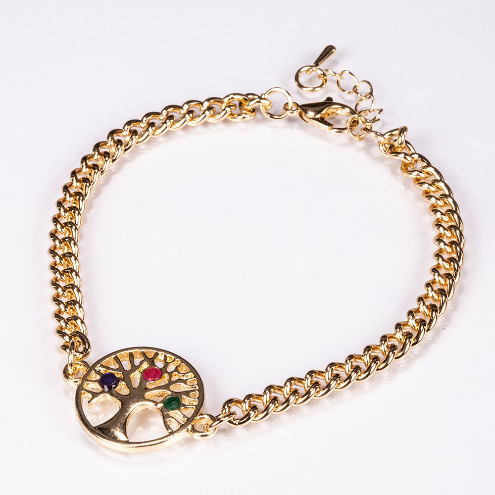 Pulsera de Aleación Bañado en Oro con Rubí y Zafiro 1 