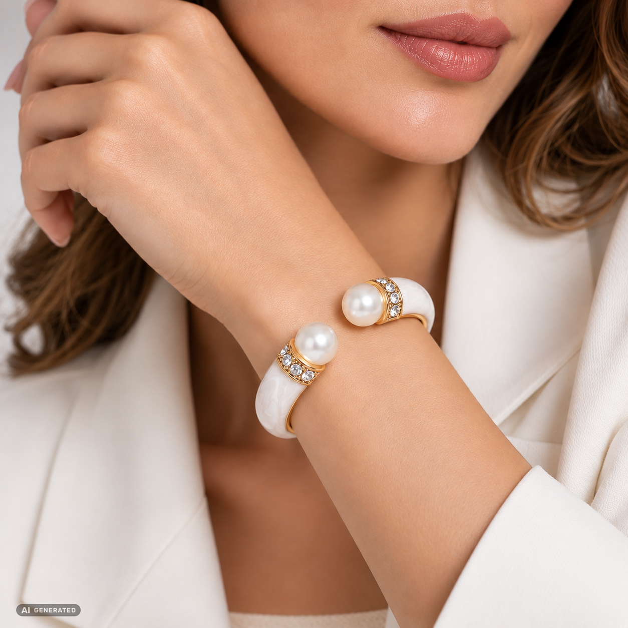 Pulsera de Aleación Bañado en Oro con Cristal Emporia® Blanco 1 