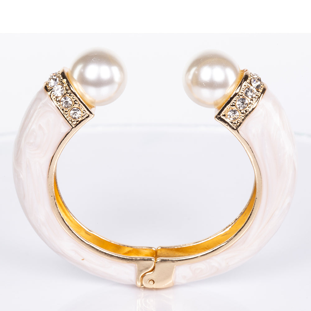 Pulsera de Aleación Bañado en Oro con Cristal Emporia® Blanco 3 