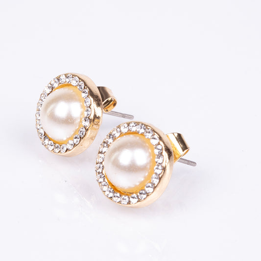 Pendientes de Aleación Bañado en Oro con Cristal Emporia® Blanco