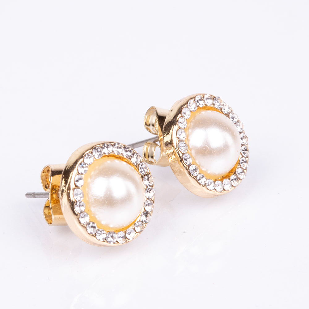 Pendientes de Aleación Bañado en Oro con Cristal Emporia® Blanco