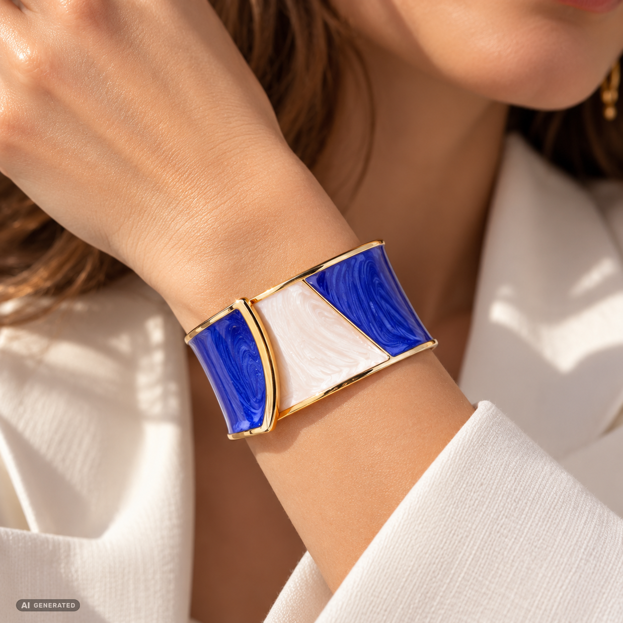 Pulsera de Aleación Bañado en Oro con Esmalte