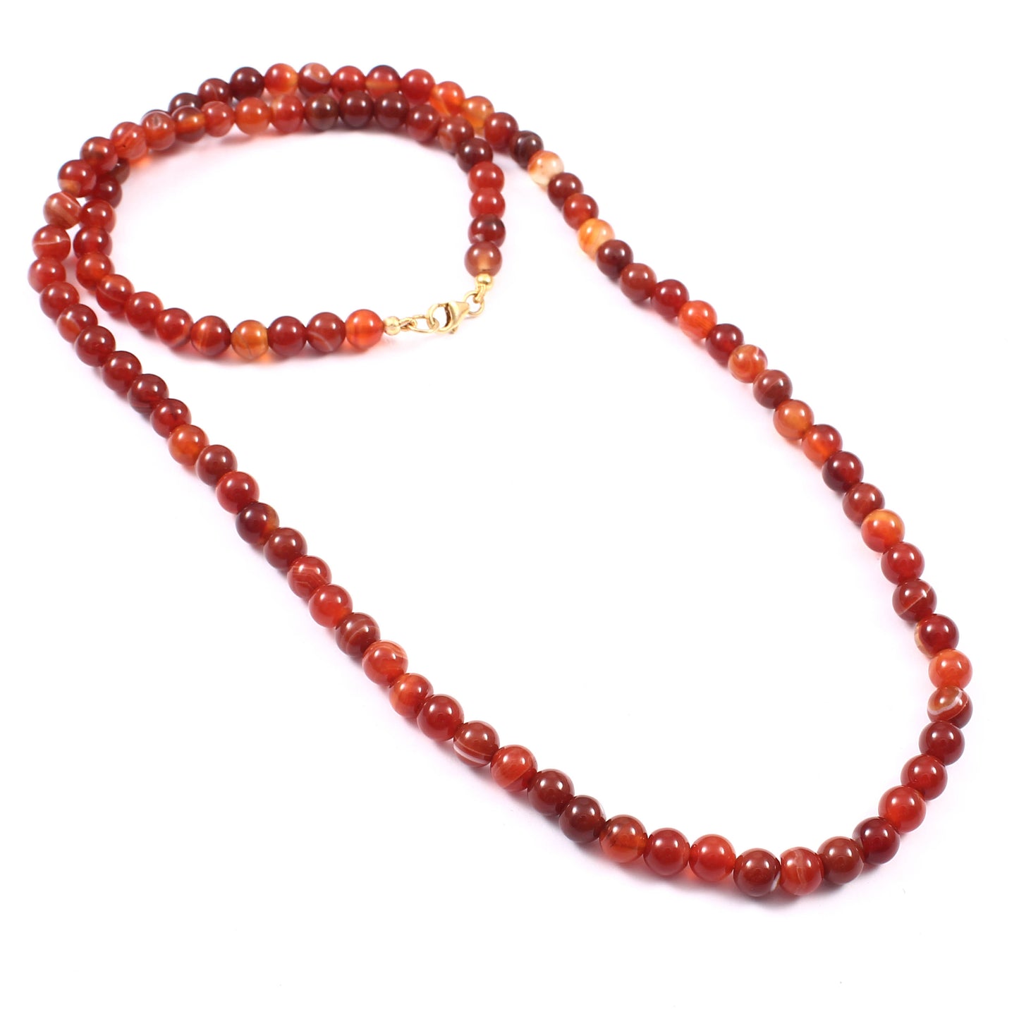 Conjunto de Plata Bañada en Oro con Ágata Roja ( Collar +Pendientes +Pulsera )