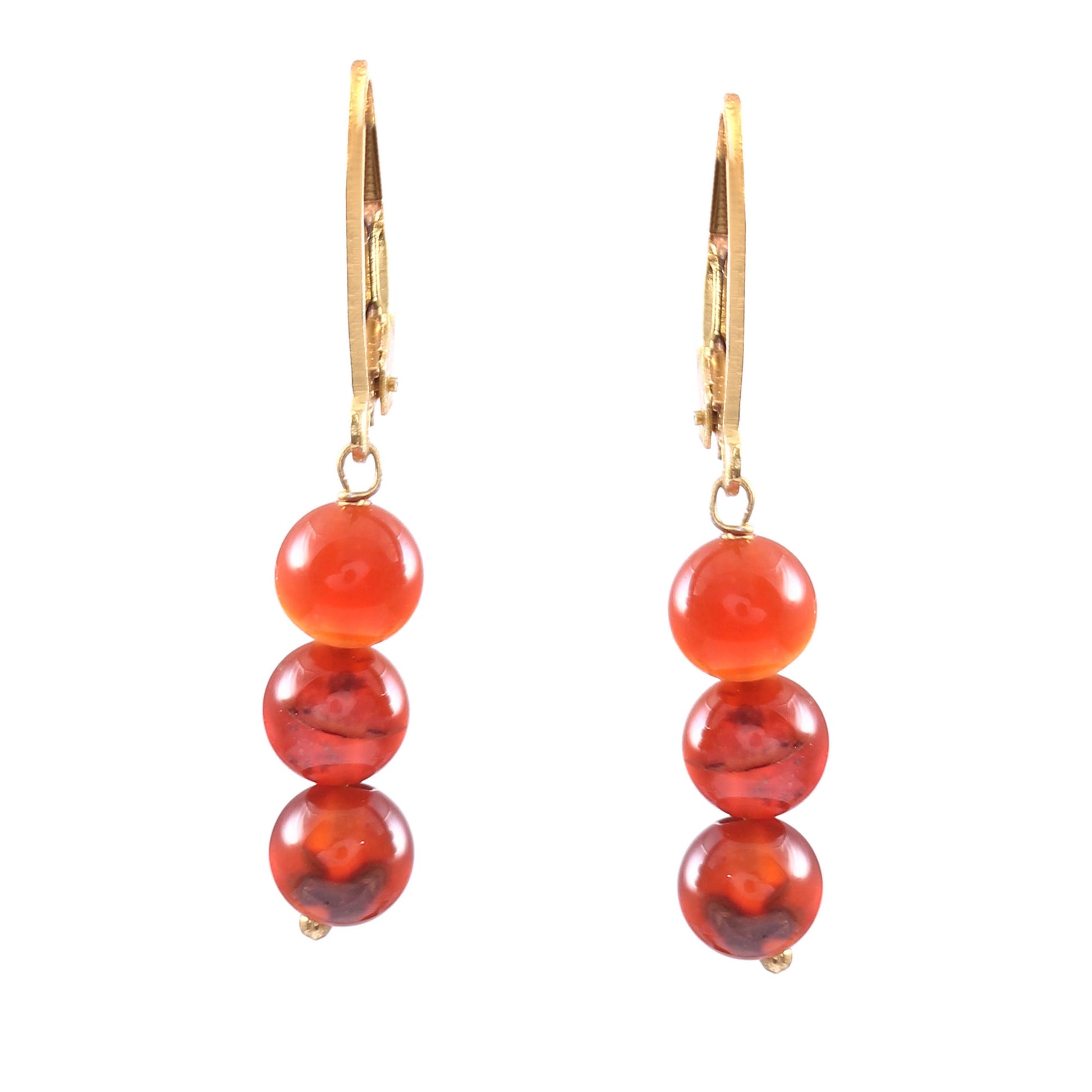 Conjunto de Plata Bañada en Oro con Ágata Roja ( Collar +Pendientes +Pulsera ) 3 