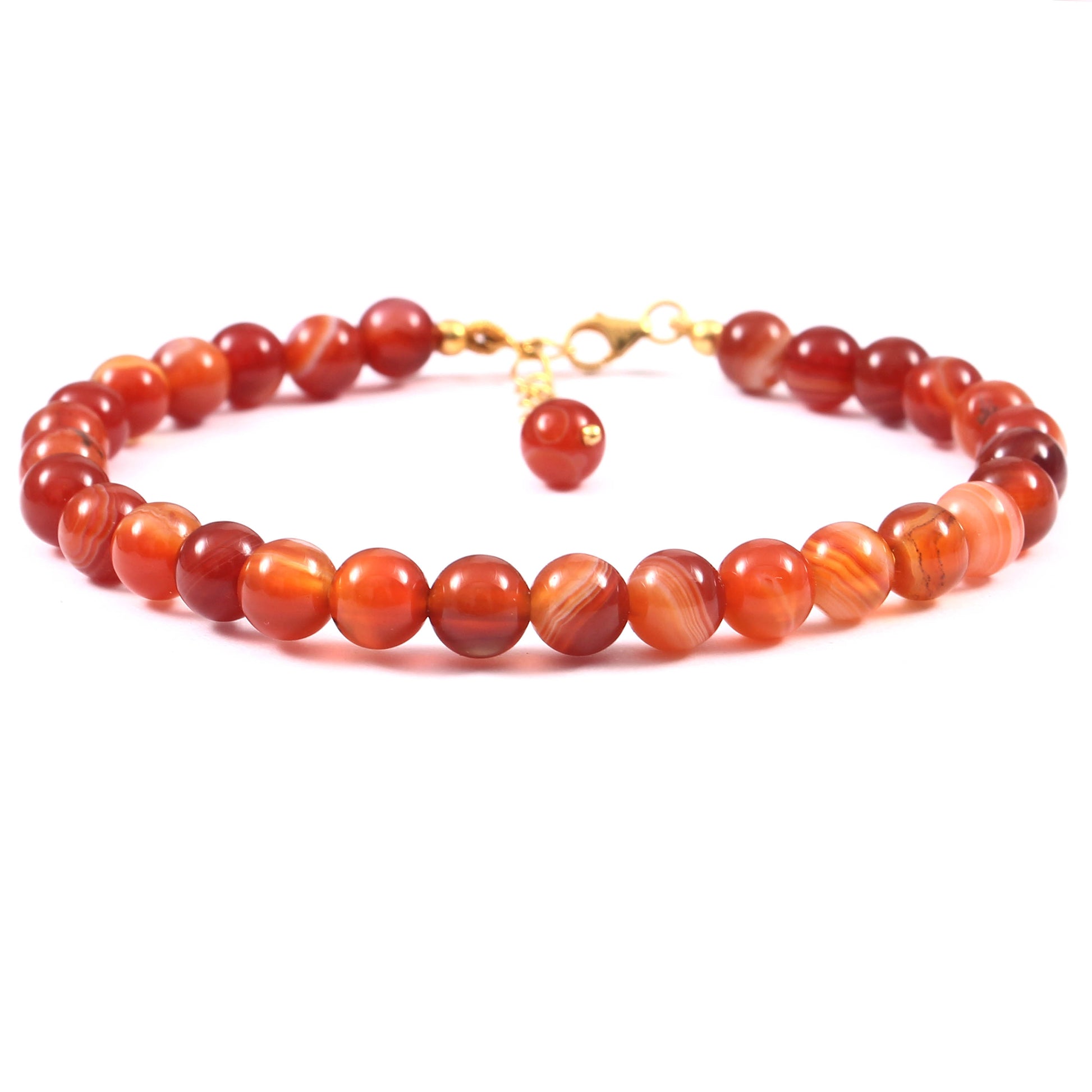 Conjunto de Plata Bañada en Oro con Ágata Roja ( Collar +Pendientes +Pulsera ) 4 