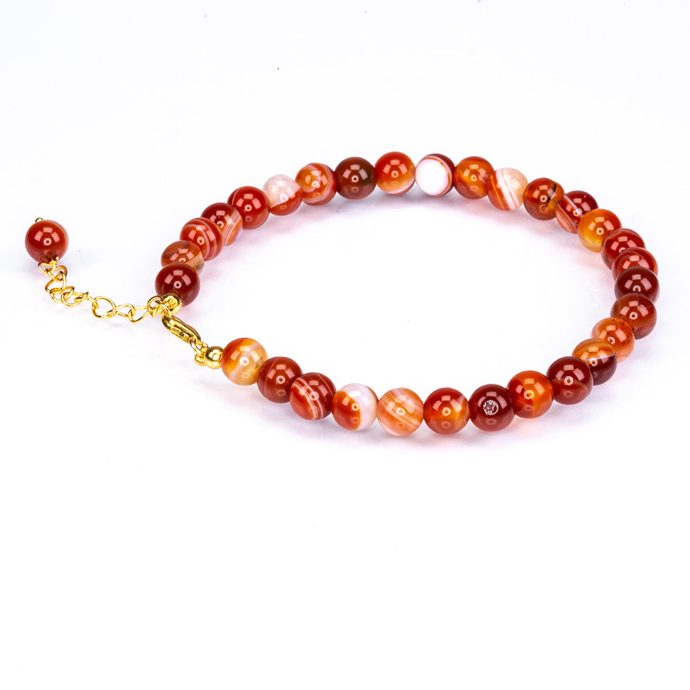 Conjunto de Plata Bañada en Oro con Ágata Roja ( Collar +Pendientes +Pulsera ) 7 
