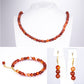 Conjunto de Plata Bañada en Oro con Ágata Roja ( Collar +Pendientes +Pulsera )
