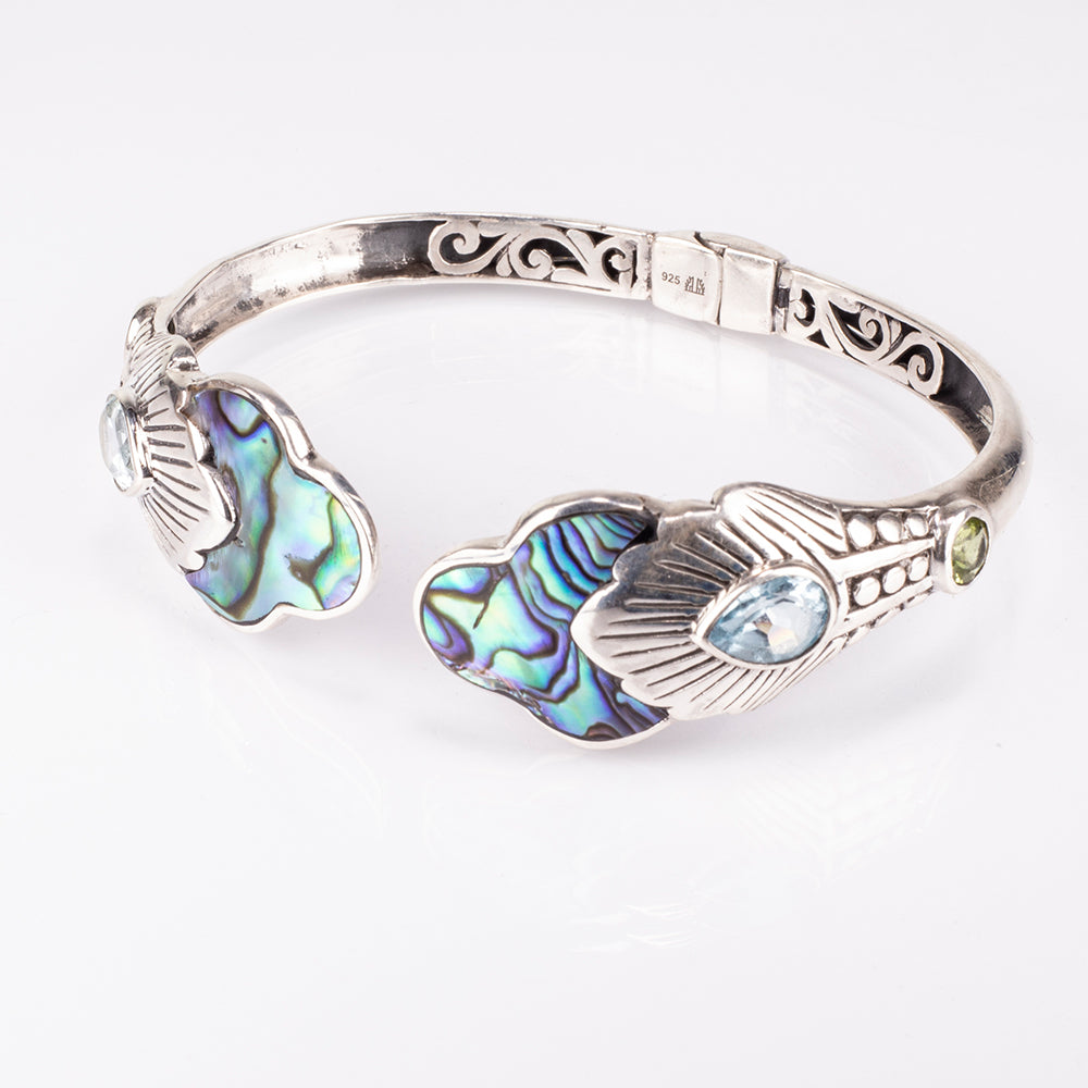 Pulsera de Plata con Concha de abulón y Lapislázuli 5 