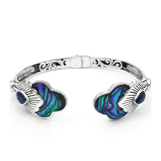 Pulsera de Plata con Concha de abulón y Lapislázuli