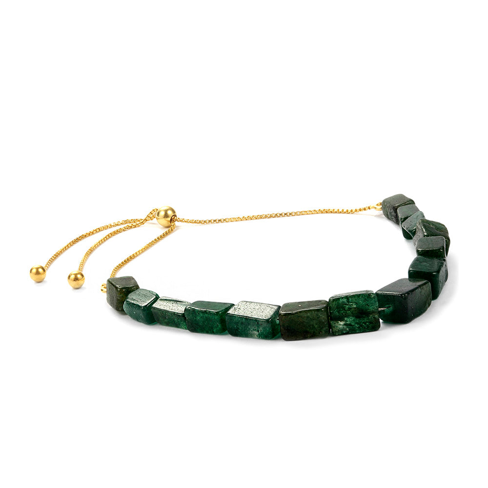 Pulsera de Plata Bañada en Oro con Anenturina Verde