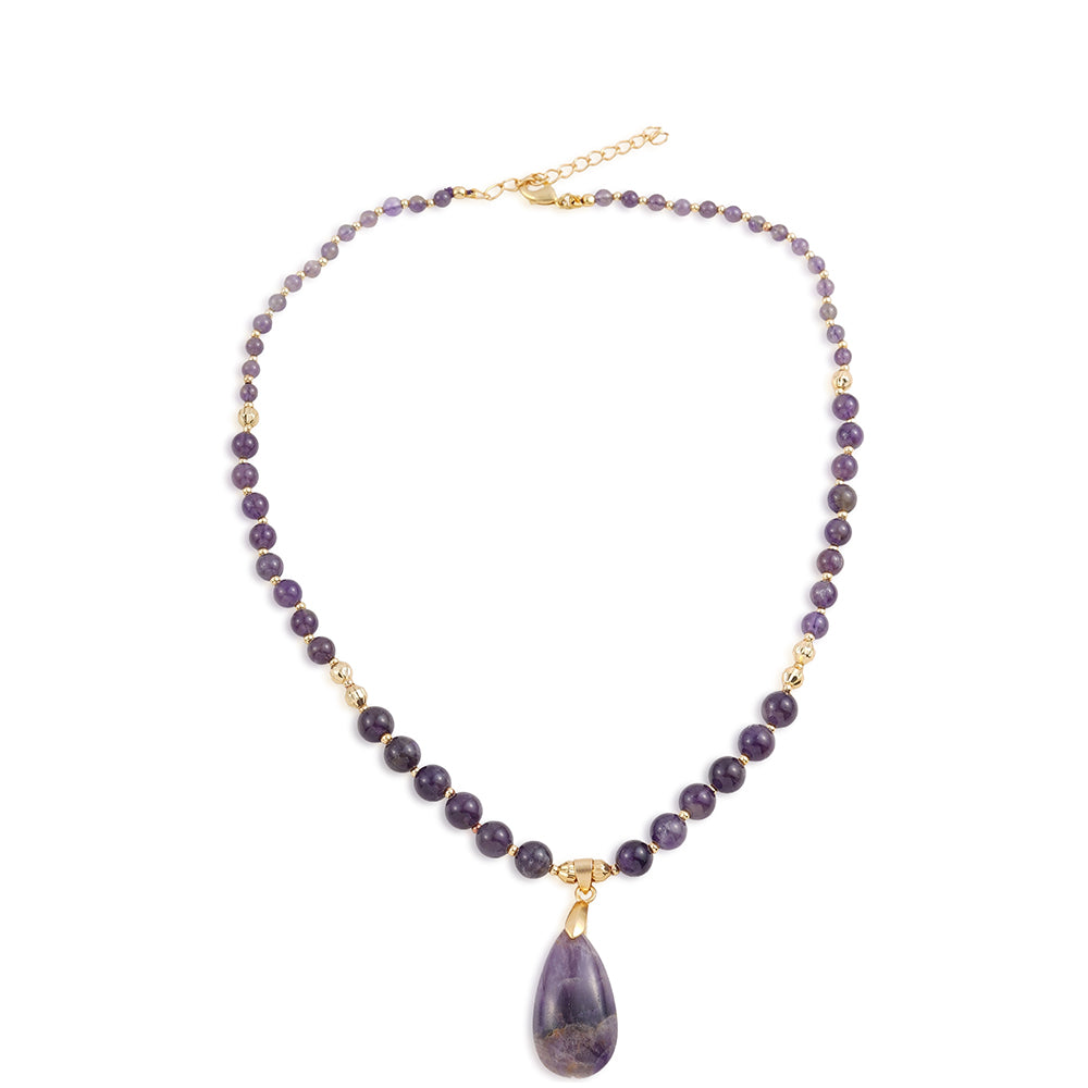 Collar de Aleación Bañado en Oro con Amatista