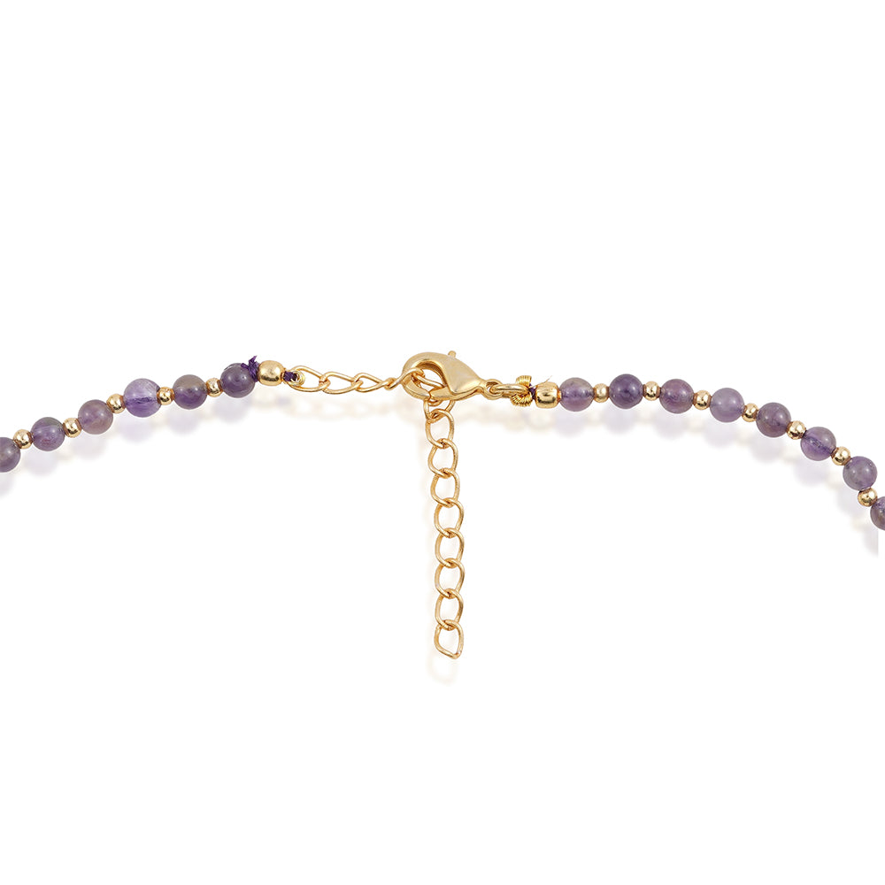 Collar de Aleación Bañado en Oro con Amatista 9 